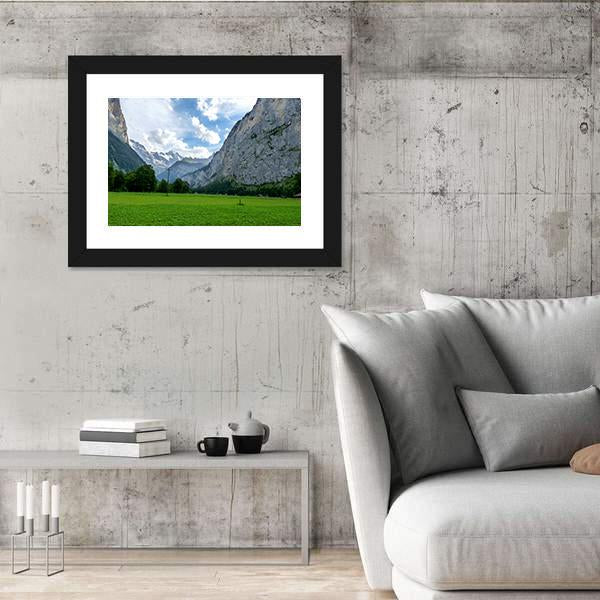 View Of Field And Mountains Against Sky Canvas Wall Art-3 Horizontal-Gallery Wrap-25" x 16"-Tiaracle