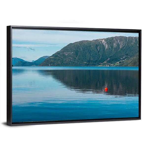 View Of Fjord With Mountains And Lake Canvas Wall Art-3 Horizontal-Gallery Wrap-25" x 16"-Tiaracle