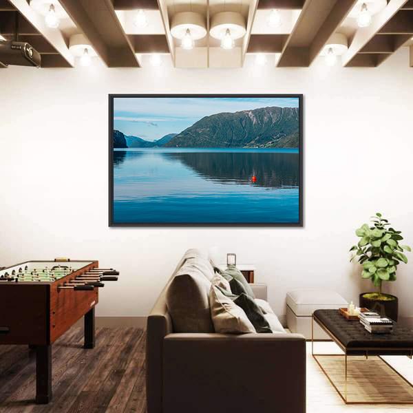 View Of Fjord With Mountains And Lake Canvas Wall Art-3 Horizontal-Gallery Wrap-25" x 16"-Tiaracle