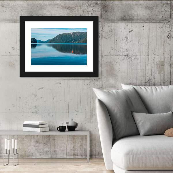 View Of Fjord With Mountains And Lake Canvas Wall Art-3 Horizontal-Gallery Wrap-25" x 16"-Tiaracle