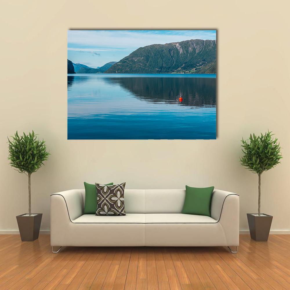 View Of Fjord With Mountains And Lake Canvas Wall Art-1 Piece-Gallery Wrap-48" x 32"-Tiaracle