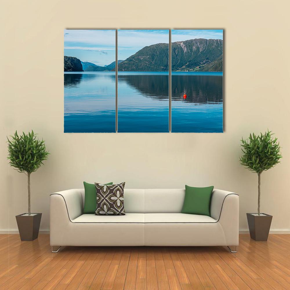 View Of Fjord With Mountains And Lake Canvas Wall Art-3 Horizontal-Gallery Wrap-37" x 24"-Tiaracle