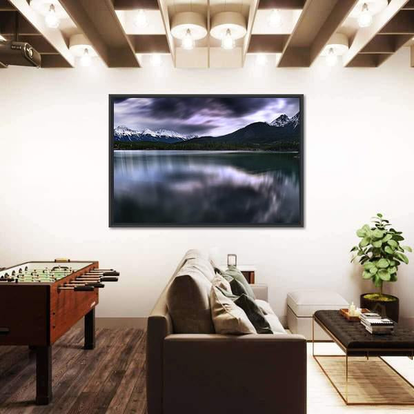 View Of Forest And Mountain With Lake Canvas Wall Art-3 Horizontal-Gallery Wrap-25" x 16"-Tiaracle