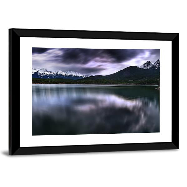 View Of Forest And Mountain With Lake Canvas Wall Art-3 Horizontal-Gallery Wrap-25" x 16"-Tiaracle