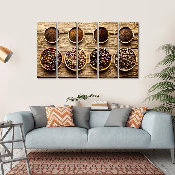 Coffee Beans &amp; Powder Canvas Wall Art-5 Horizontal-Gallery Wrap-22" x 12"-Tiaracle