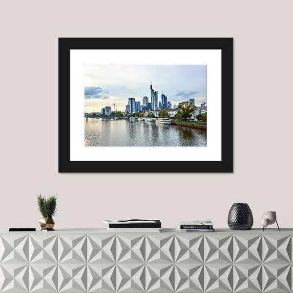 View Of Frankfurt am Main Skyline Canvas Wall Art-1 Piece-Framed Print-20" x 16"-Tiaracle