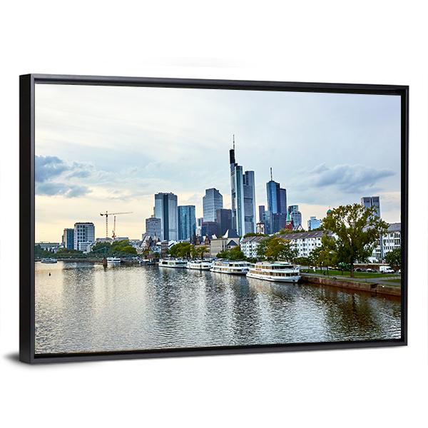 View Of Frankfurt am Main Skyline Canvas Wall Art-3 Horizontal-Gallery Wrap-25" x 16"-Tiaracle