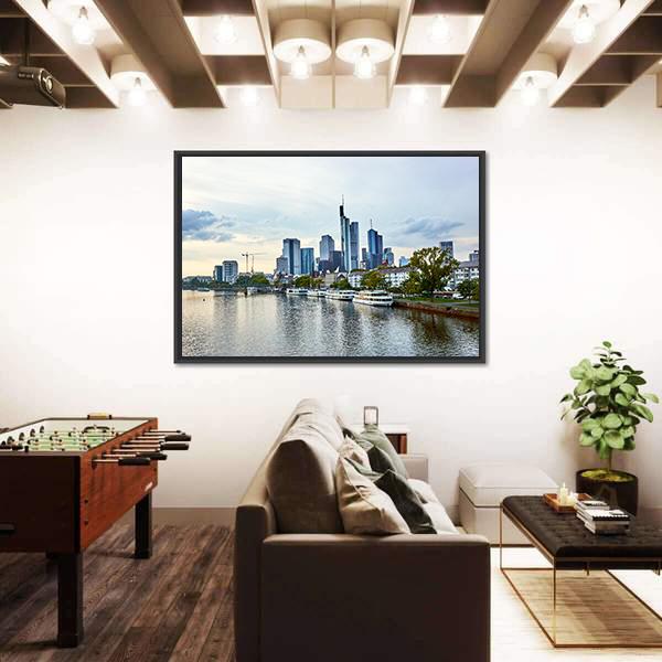 View Of Frankfurt am Main Skyline Canvas Wall Art-3 Horizontal-Gallery Wrap-25" x 16"-Tiaracle