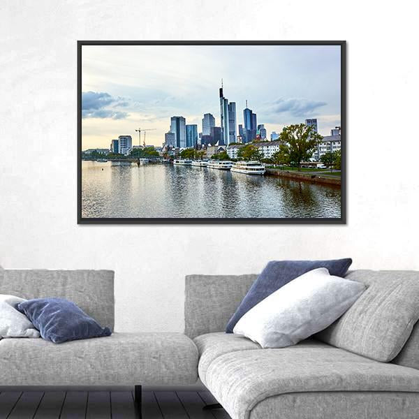 View Of Frankfurt am Main Skyline Canvas Wall Art-3 Horizontal-Gallery Wrap-25" x 16"-Tiaracle