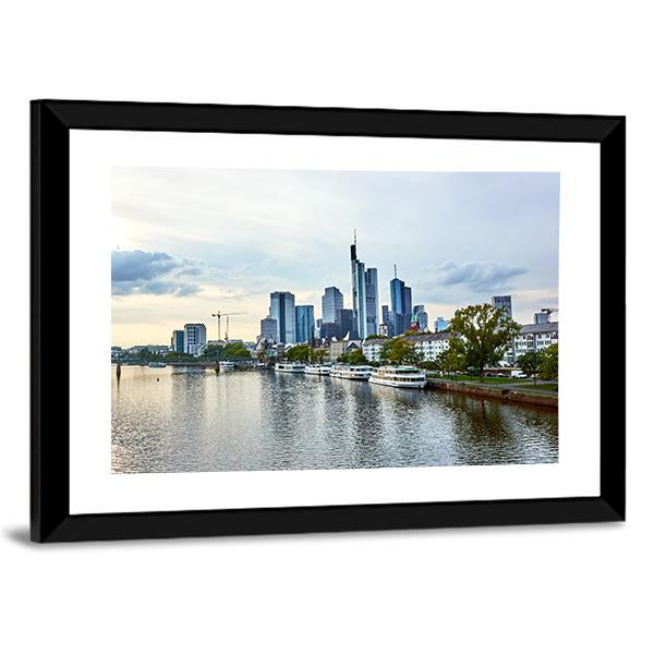View Of Frankfurt am Main Skyline Canvas Wall Art-3 Horizontal-Gallery Wrap-25" x 16"-Tiaracle