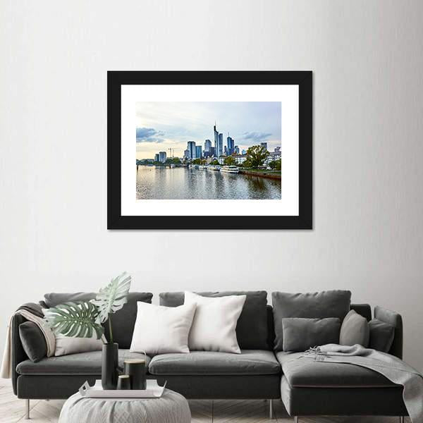 View Of Frankfurt am Main Skyline Canvas Wall Art-3 Horizontal-Gallery Wrap-25" x 16"-Tiaracle