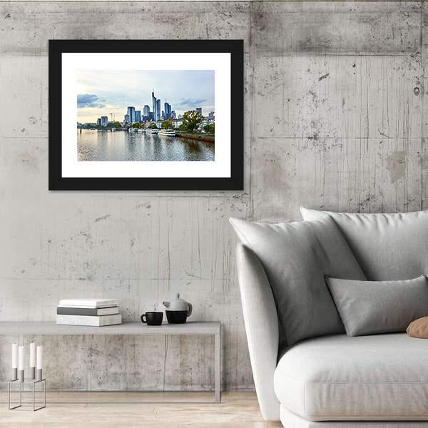 View Of Frankfurt am Main Skyline Canvas Wall Art-3 Horizontal-Gallery Wrap-25" x 16"-Tiaracle