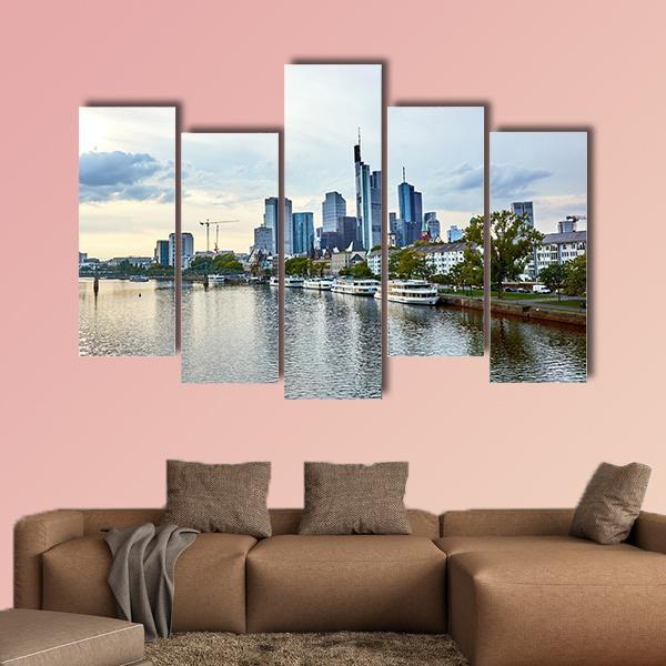 View Of Frankfurt am Main Skyline Canvas Wall Art-5 Pop-Gallery Wrap-47" x 32"-Tiaracle