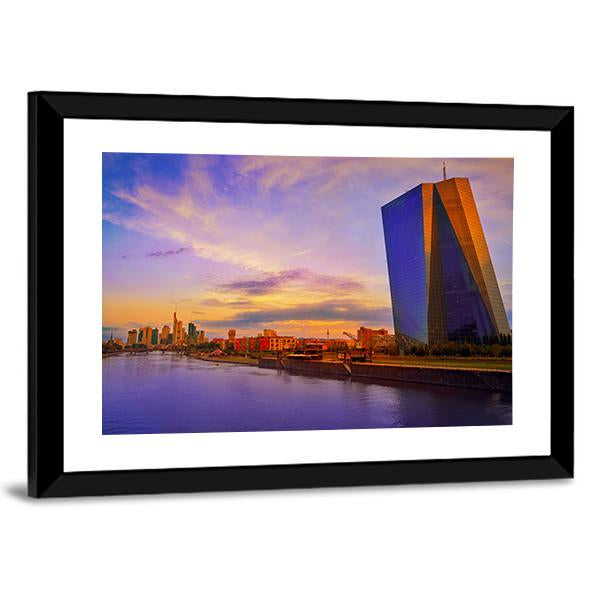 View Of Frankfurt Skyline With Meno River Canvas Wall Art-3 Horizontal-Gallery Wrap-25" x 16"-Tiaracle