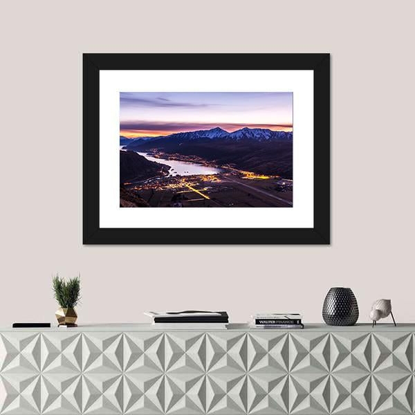 View Of Frankton And Lake Wakatipu Panoramic Canvas Wall Art-1 Piece-36" x 12"-Tiaracle