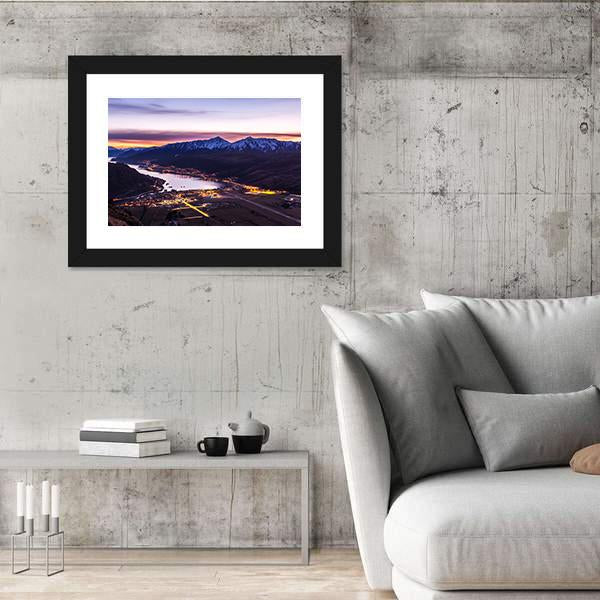 View Of Frankton And Lake Wakatipu Panoramic Canvas Wall Art-1 Piece-36" x 12"-Tiaracle