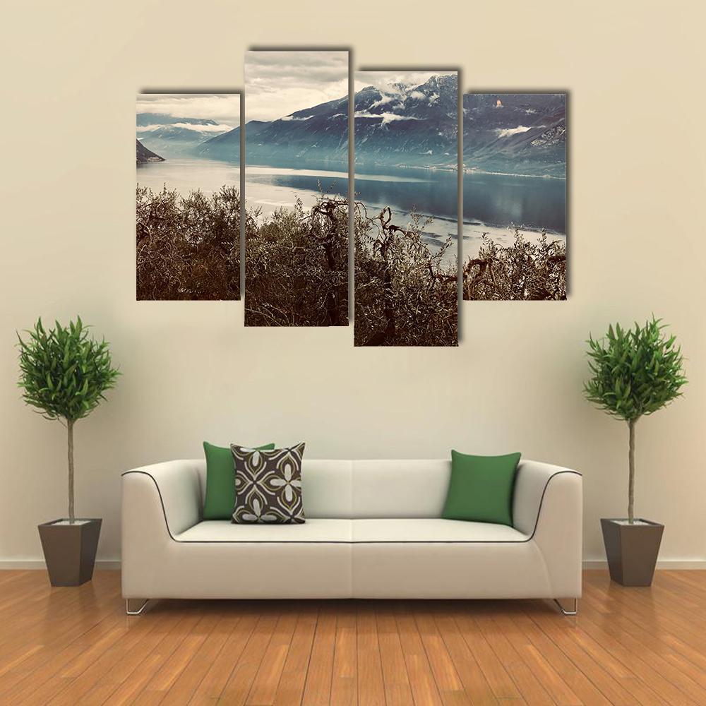 View Of Gardasee Lake Canvas Wall Art-4 Pop-Gallery Wrap-50" x 32"-Tiaracle