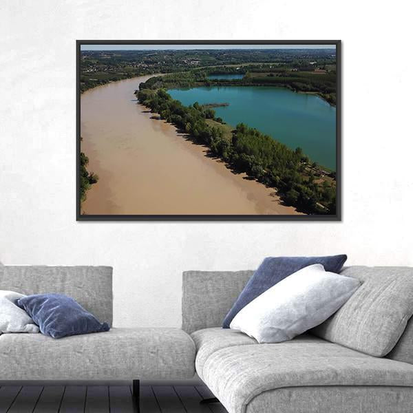 View Of Garonne And A Lake In Summer Canvas Wall Art-3 Horizontal-Gallery Wrap-25" x 16"-Tiaracle