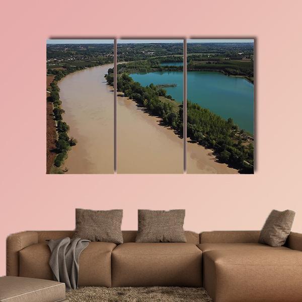 View Of Garonne And A Lake In Summer Canvas Wall Art-3 Horizontal-Gallery Wrap-25" x 16"-Tiaracle