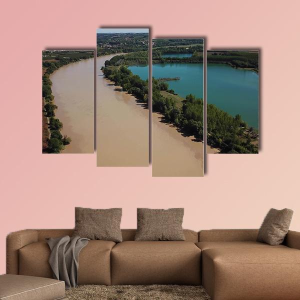 View Of Garonne And A Lake In Summer Canvas Wall Art-4 Pop-Gallery Wrap-50" x 32"-Tiaracle