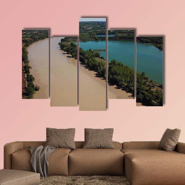 View Of Garonne And A Lake In Summer Canvas Wall Art-5 Pop-Gallery Wrap-47" x 32"-Tiaracle
