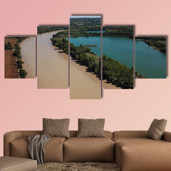 View Of Garonne And A Lake In Summer Canvas Wall Art-5 Star-Gallery Wrap-62" x 32"-Tiaracle