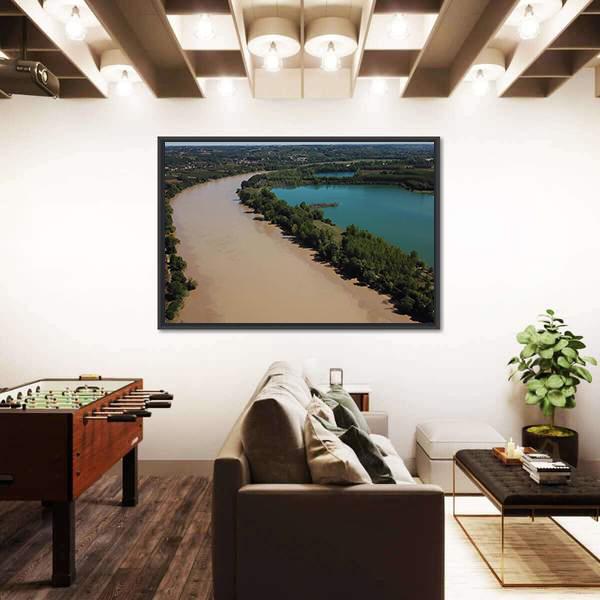 View Of Garonne And Lake In Summer Panoramic Canvas Wall Art-1 Piece-36" x 12"-Tiaracle