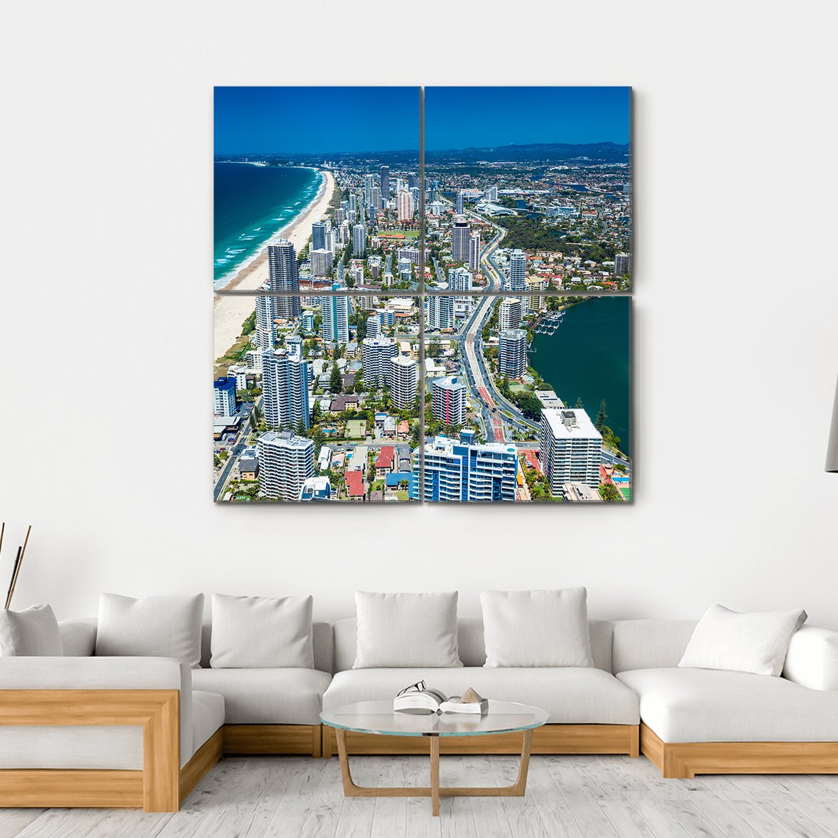View Of Gold Coast Canvas Wall Art-4 Square-Gallery Wrap-17" x 17"-Tiaracle
