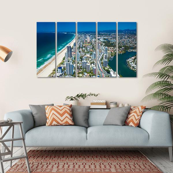 View Of Gold Coast Canvas Wall Art-5 Horizontal-Gallery Wrap-22" x 12"-Tiaracle