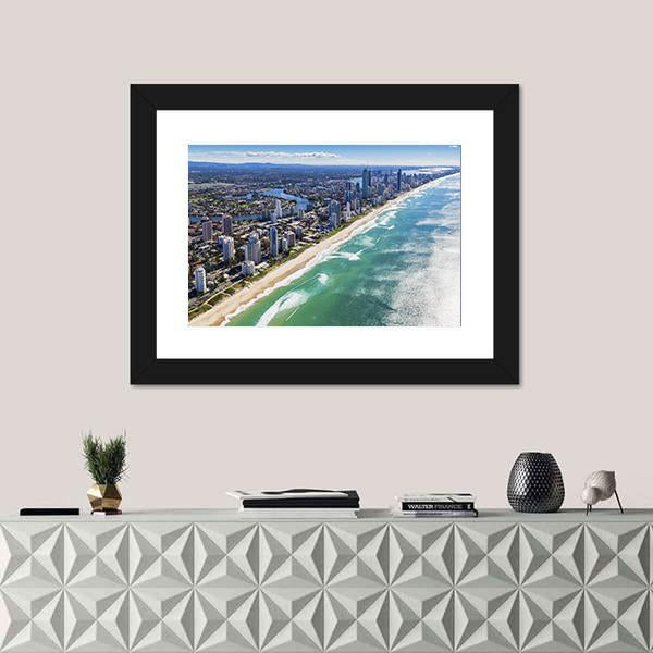 View Of Gold Coast In Queensland Canvas Wall Art-1 Piece-Framed Print-20" x 16"-Tiaracle