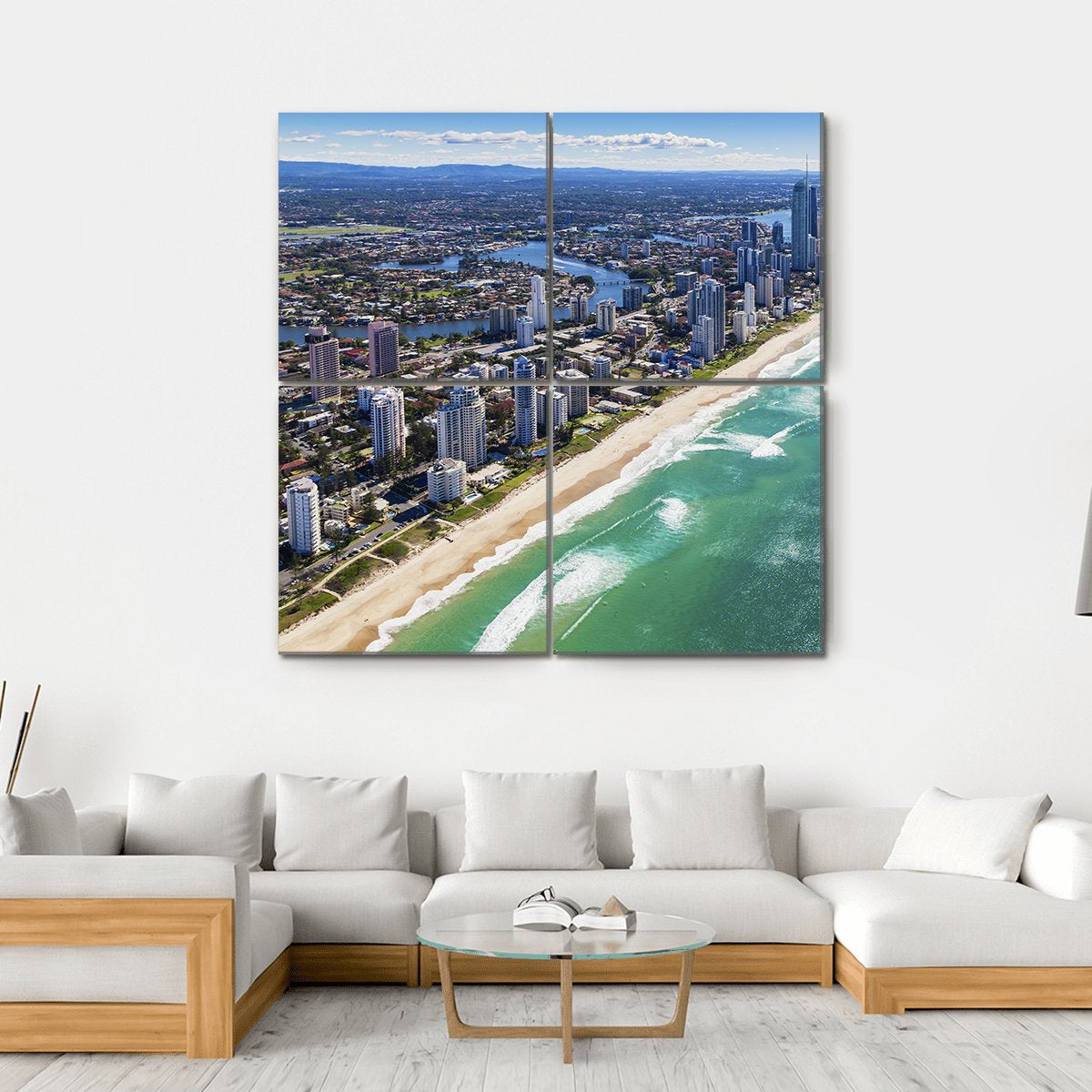 View Of Gold Coast In Queensland Canvas Wall Art-4 Square-Gallery Wrap-17" x 17"-Tiaracle