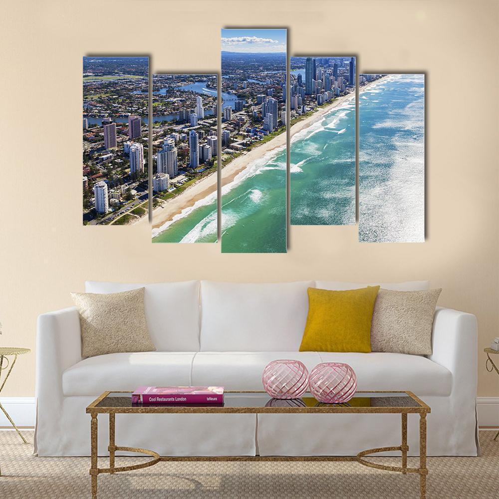View Of Gold Coast In Queensland Canvas Wall Art-5 Pop-Gallery Wrap-47" x 32"-Tiaracle