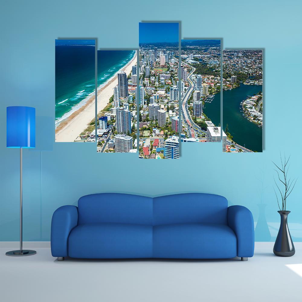 View Of Gold Coast Canvas Wall Art-5 Pop-Gallery Wrap-47&quot; x 32&quot;-Tiaracle