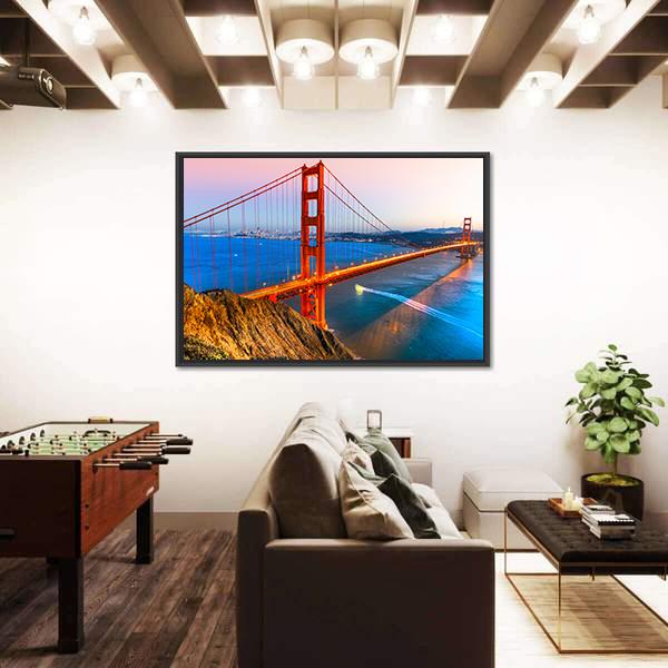 View Of Golden Gate Bridge Canvas Wall Art-5 Horizontal-Gallery Wrap-22" x 12"-Tiaracle