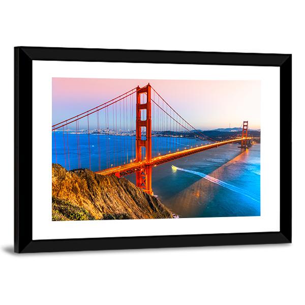 View Of Golden Gate Bridge Canvas Wall Art-5 Horizontal-Gallery Wrap-22" x 12"-Tiaracle