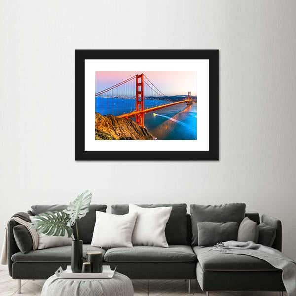 View Of Golden Gate Bridge Canvas Wall Art-5 Horizontal-Gallery Wrap-22" x 12"-Tiaracle