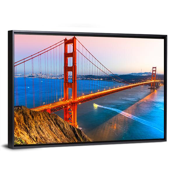 View Of Golden Gate Bridge Canvas Wall Art-5 Horizontal-Gallery Wrap-22" x 12"-Tiaracle