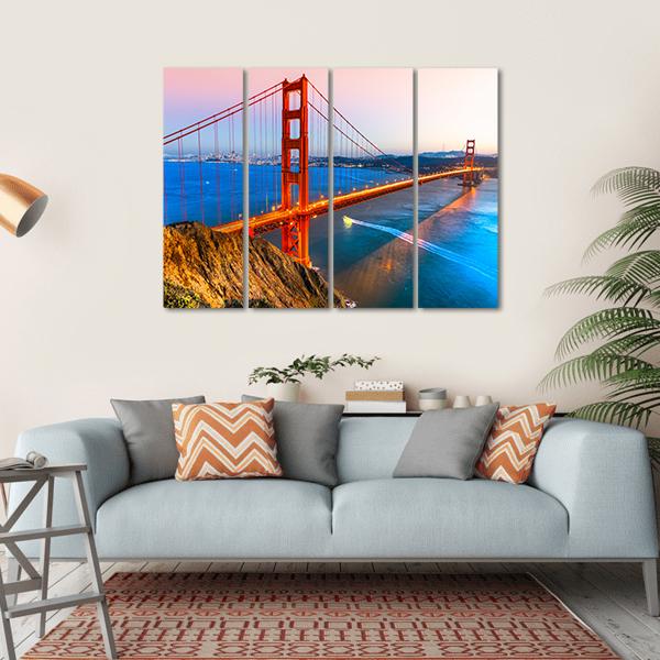 View Of Golden Gate Bridge Canvas Wall Art-4 Horizontal-Gallery Wrap-34" x 24"-Tiaracle