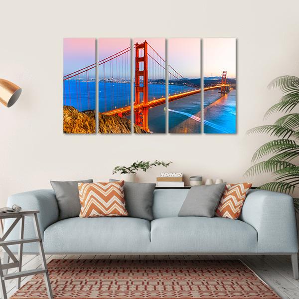 View Of Golden Gate Bridge Canvas Wall Art-5 Horizontal-Gallery Wrap-22" x 12"-Tiaracle