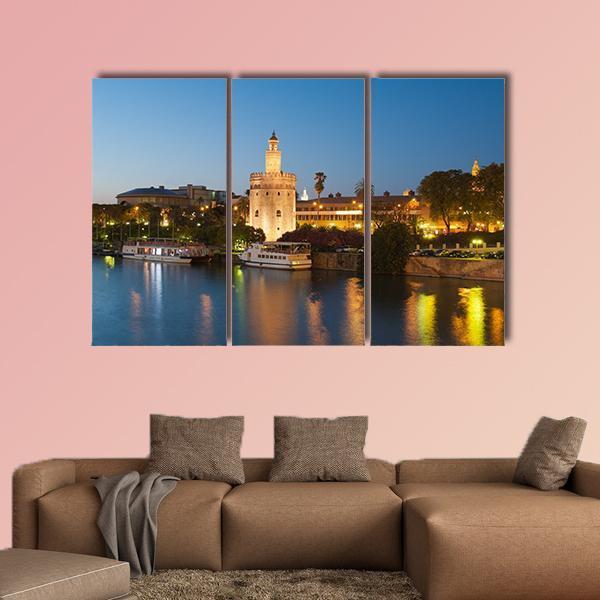 Golden Tower In Seville Canvas Wall Art-3 Horizontal-Gallery Wrap-25" x 16"-Tiaracle