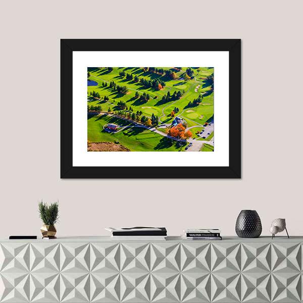 View Of Golf Course In USA Canvas Wall Art-1 Piece-Framed Print-20" x 16"-Tiaracle
