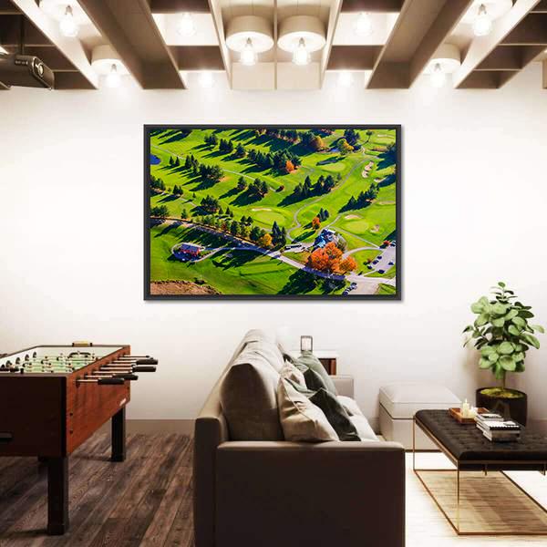 View Of Golf Course In USA Canvas Wall Art-3 Horizontal-Gallery Wrap-25" x 16"-Tiaracle