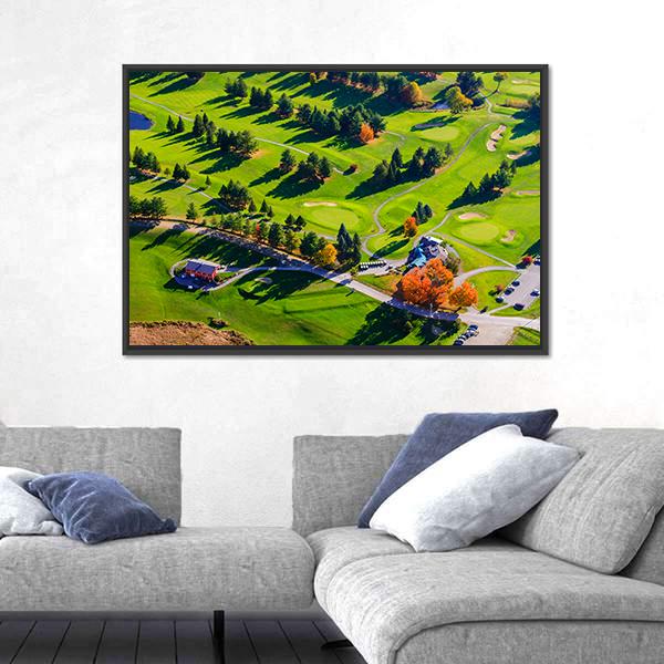 View Of Golf Course In USA Canvas Wall Art-3 Horizontal-Gallery Wrap-25" x 16"-Tiaracle