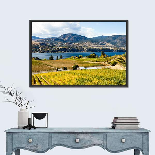 View Of Grape Vineyards In Canada Canvas Wall Art-1 Piece-Floating Frame-24" x 16"-Tiaracle