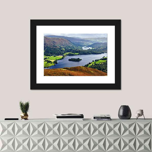 View Of Grasmere From The Slopes Of Silver Howe Canvas Wall Art-1 Piece-Framed Print-20" x 16"-Tiaracle