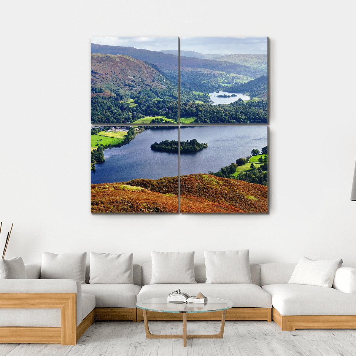 View Of Grasmere From The Slopes Of Silver Howe Canvas Wall Art-4 Square-Gallery Wrap-17" x 17"-Tiaracle