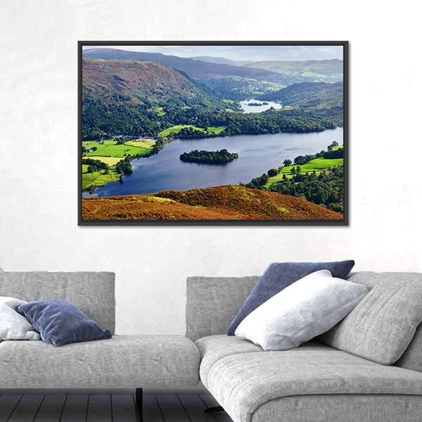 View Of Grasmere From The Slopes Of Silver Howe Canvas Wall Art-3 Horizontal-Gallery Wrap-25" x 16"-Tiaracle
