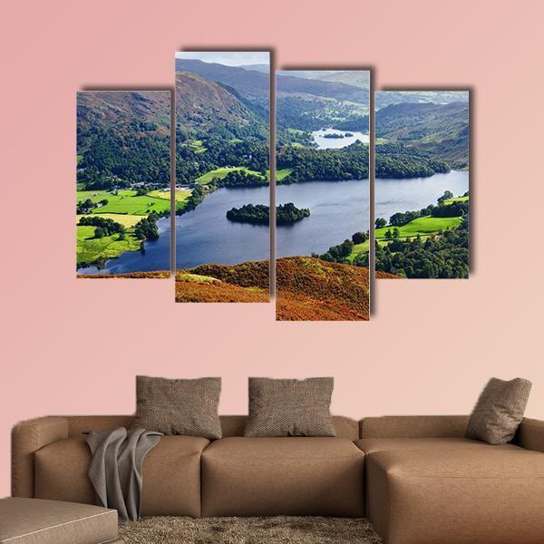 View Of Grasmere From The Slopes Of Silver Howe Canvas Wall Art-4 Pop-Gallery Wrap-50" x 32"-Tiaracle