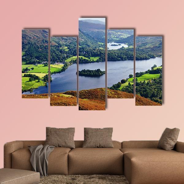 View Of Grasmere From The Slopes Of Silver Howe Canvas Wall Art-5 Pop-Gallery Wrap-47" x 32"-Tiaracle