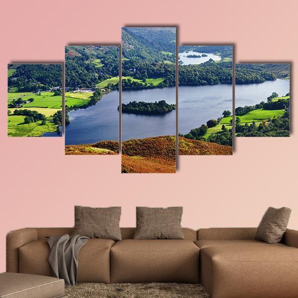 View Of Grasmere From The Slopes Of Silver Howe Canvas Wall Art-5 Star-Gallery Wrap-62" x 32"-Tiaracle